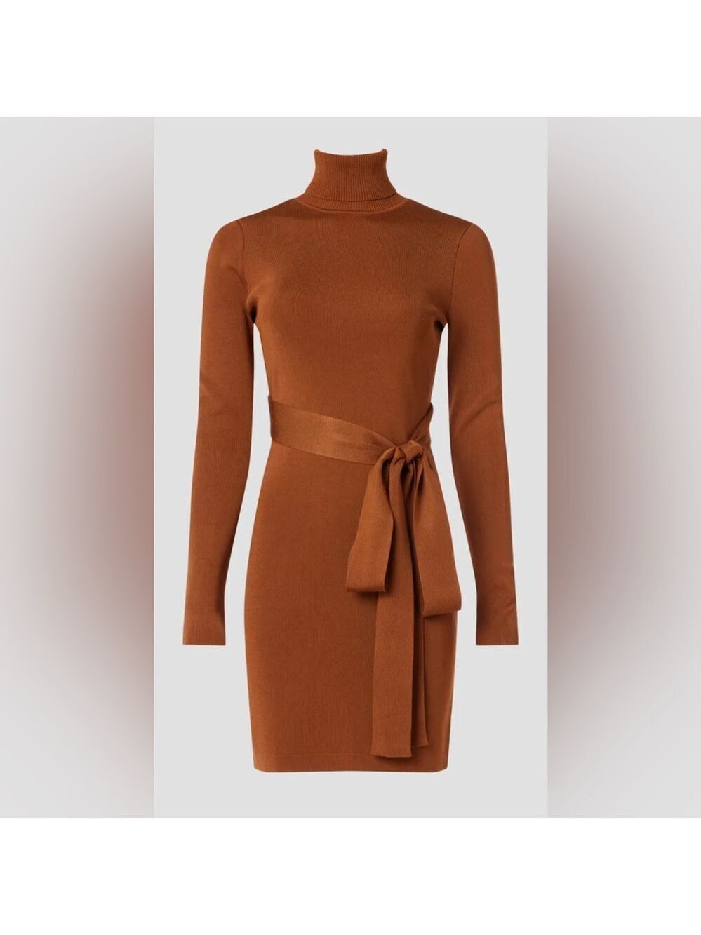 Toccin Sofia Racer Mini Dress, Elegant Long Sleeve Turtleneck